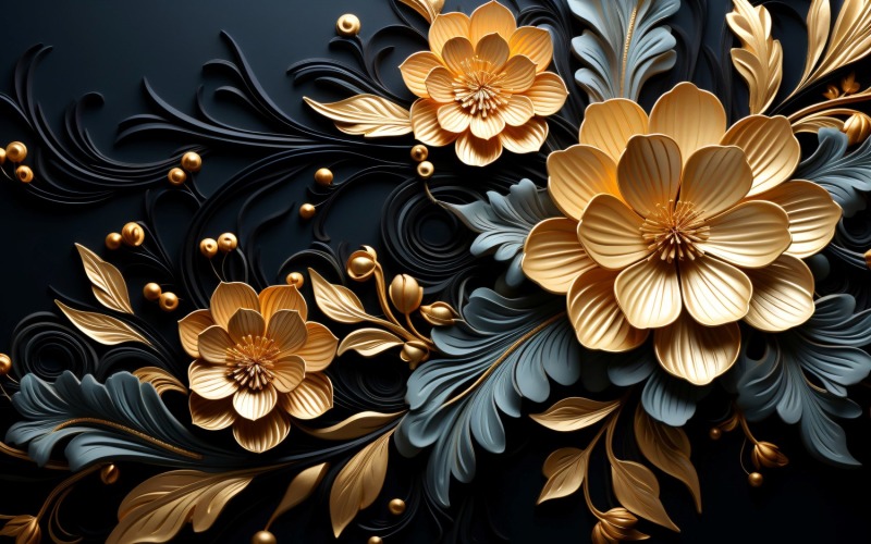 Swirls Ornaments Background Created From Pouring Gold 80 Illustration