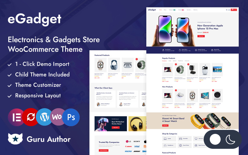 eGadget - Electronic & Gadget Store Elementor WooCommerce Responsive Theme WooCommerce Theme