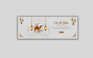 Eid al adha mubarak islamic festival social media banner and cover template