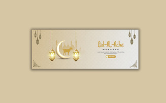 Eid al adha mubarak islamic festival social media cover and banner template
