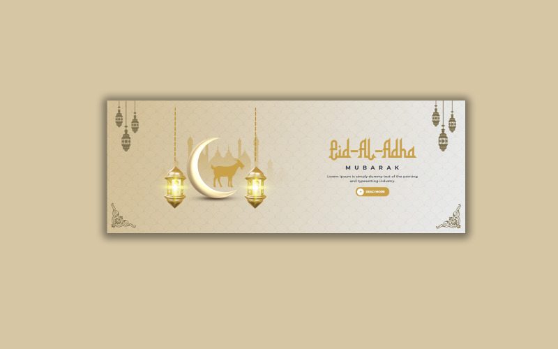 Eid al adha mubarak islamic festival social media cover and banner template Social Media