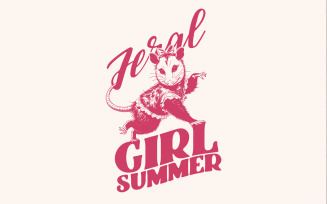 Feral Girl Summer PNG, Funny Possum PNG, Retro Raccoon Design, Digital Download, Funny Animal