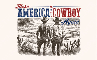 Make America Cowboy Again PNG, Western 4th of July Png, Fourth of July Sublimation Designs