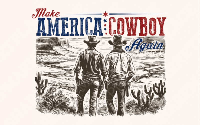 Make America Cowboy Again PNG, Western 4th of July Png, Fourth of July Sublimation Designs Illustration