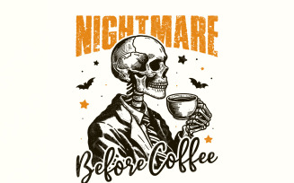 Nightmare Before Coffee PNG, Retro Halloween Png for Shirts,Halloween Design, Sublimation Download
