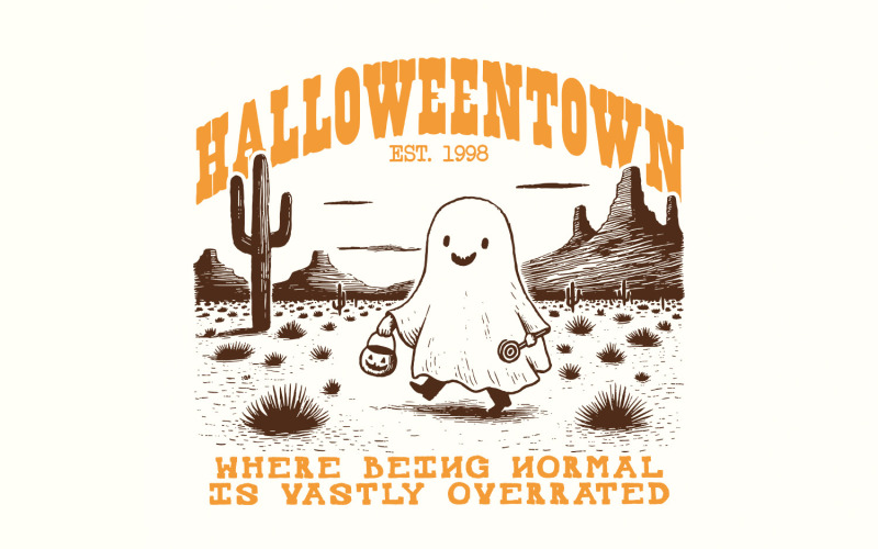 Retro Halloweentown 1998 PNG, Ghost, Spooky Vibes, Trendy Fall & Halloween Ghost Sublimation Illustration
