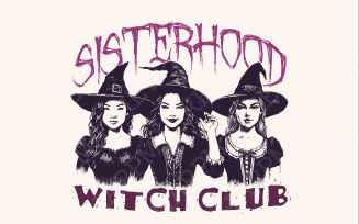 Sisterhood Witch Club PNG, Retro Halloween, Spooky Season, Gothic, Witchy, Coquette