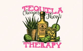 Tequila Therapy PNG, Summer Tequila Sublimation, Beach Vibes, Retro Summer, Cheaper Than Therapy