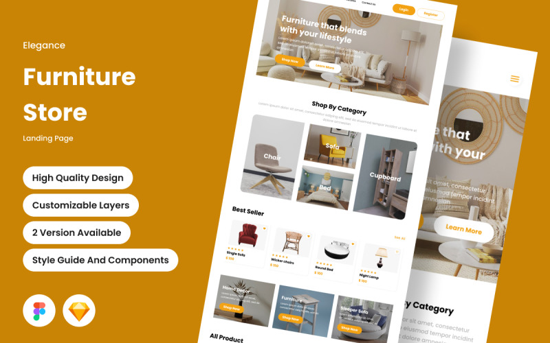 Elegance - Furniture Store Landing Page V2 UI Element