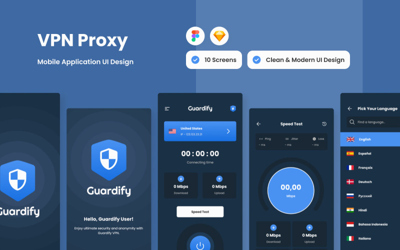 Guardify - VPN Proxy Mobile App UI Element