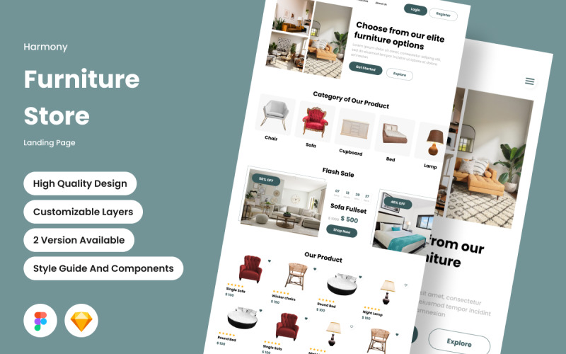 Harmony - Furniture Store Landing Page V2 UI Element