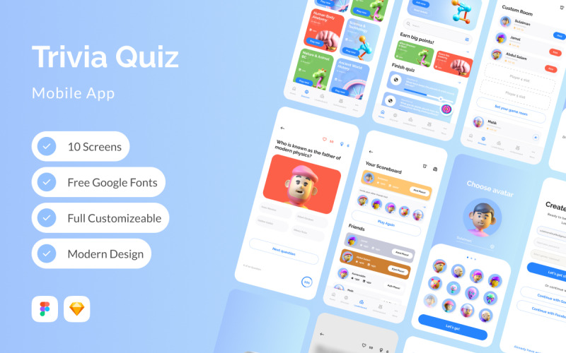 Naire - Trivia Quiz Mobile App UI Element