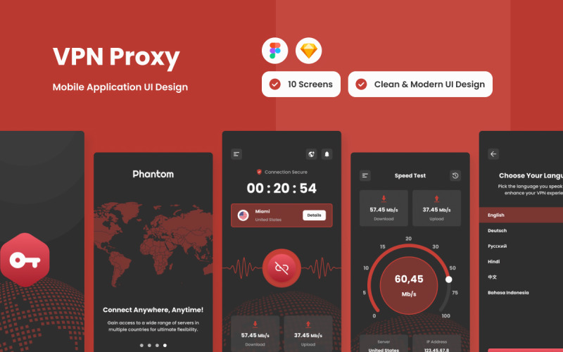 Phantom - VPN Proxy Mobile App UI Element