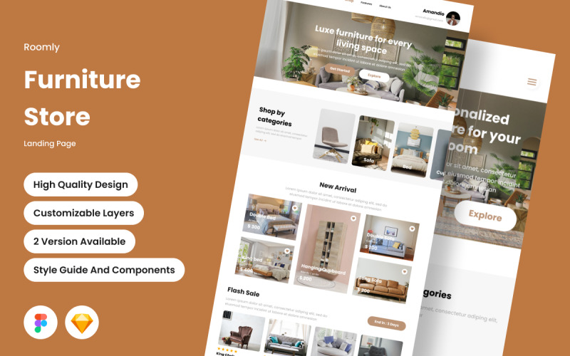 Roomly - Furniture Store Landing Page V2 UI Element