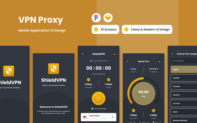 ShieldVPN - VPN Proxy Mobile App UI Element