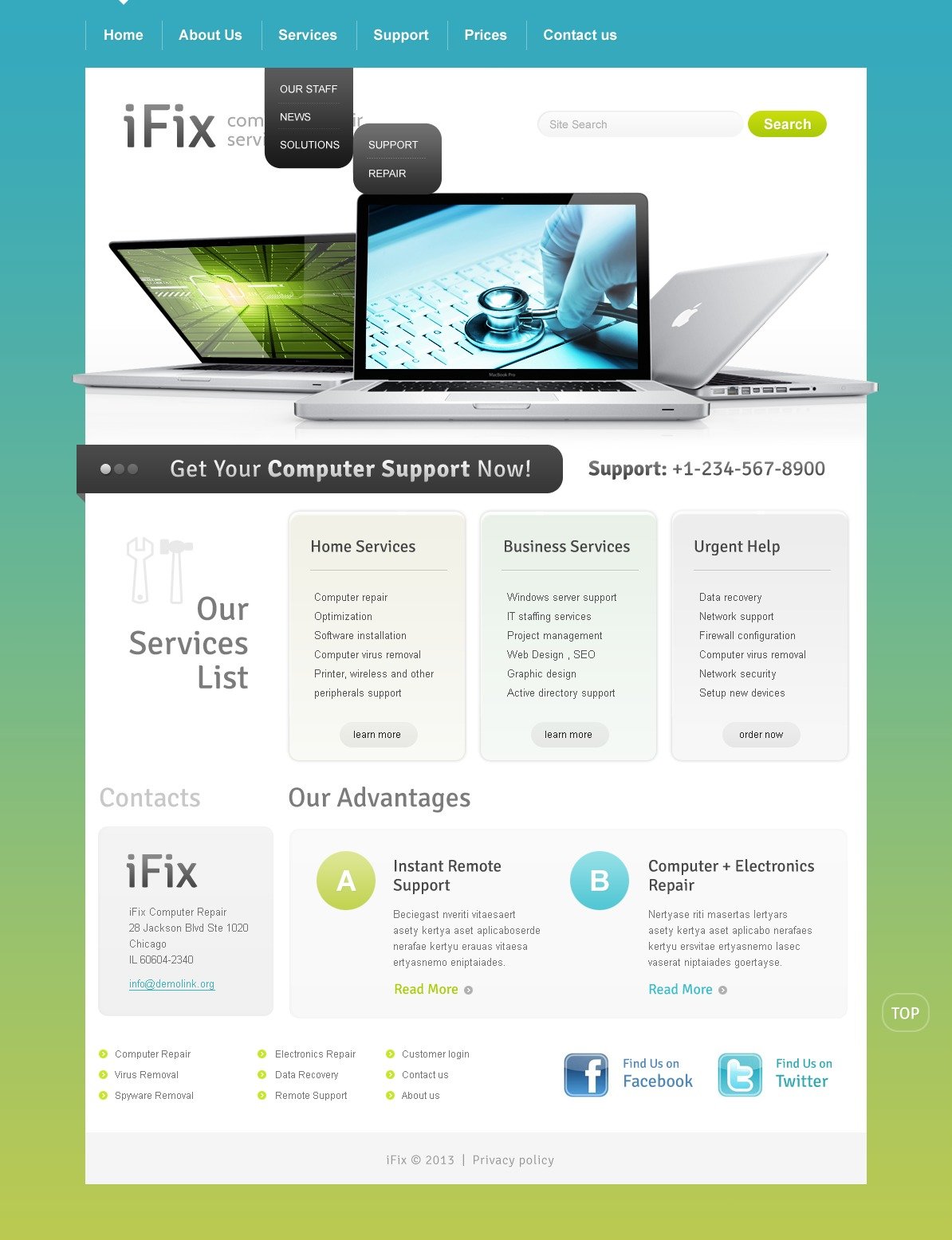 Computer Repair Website Template 42653