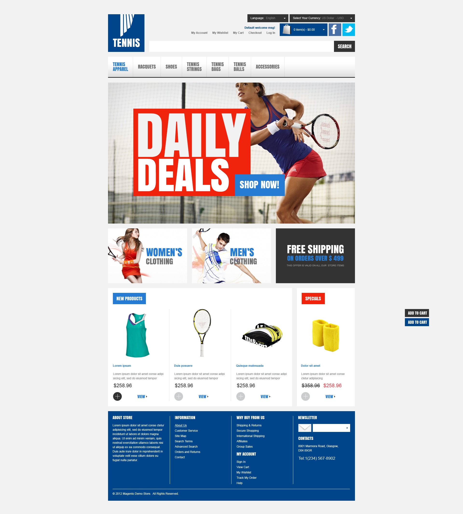 Tennis Store Magento Theme 42635