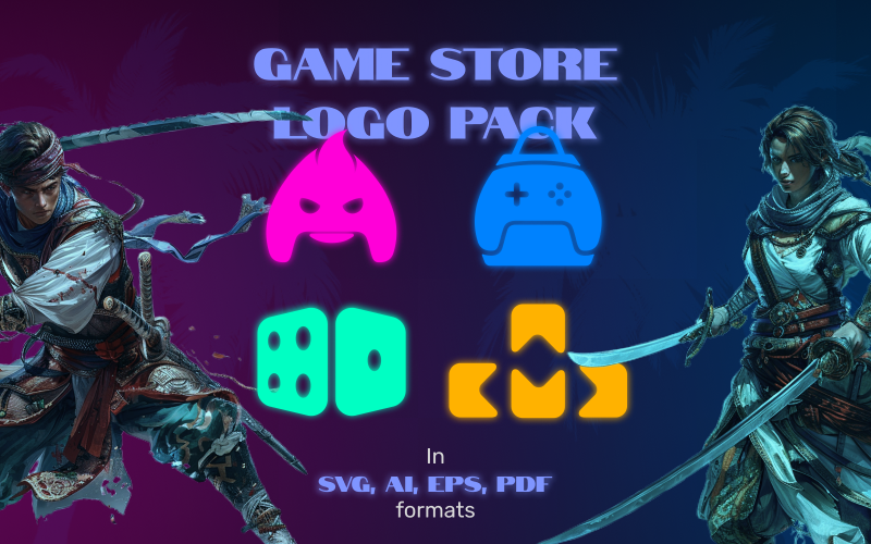 Game Store Logo Template Pack With Company Name Customization UI Element