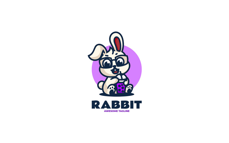 Rabbit Boba Mascot Cartoon Logo Logo Template