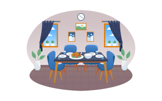 Ready to Use Dining Room Vector Illustration