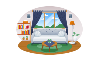 Ready to Use Living Room Vector Illustration