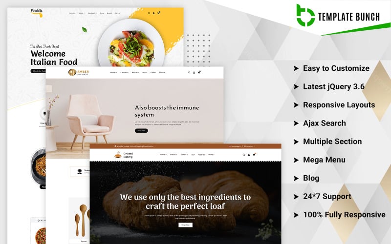 Amber - Home and Bakery with Food - Responsive Shopify 2.0 Ecommerce theme Shopify Theme