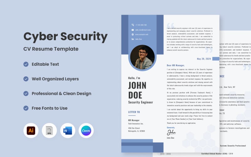 CV Resume Cyber Security V1 Resume Template