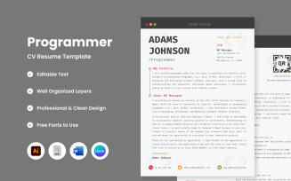 CV Resume Programmer V1 ideal template for showcasing your programming skills