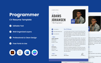 CV Resume Programmer V2 ideal template for showcasing your programming skills