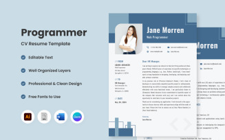 CV Resume Programmer V3 ideal template for showcasing your programming skills