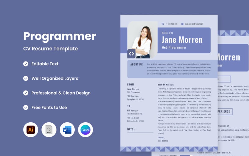 CV Resume Programmer V5 ideal template for showcasing your programming skills Resume Template