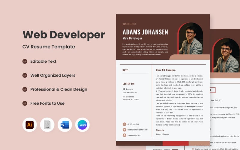 CV Resume Web Developer V1 Resume Template