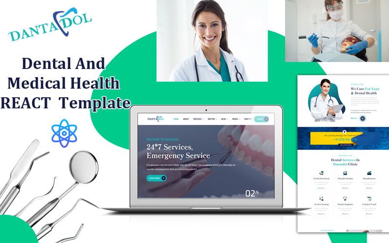 Dantadol - Dental And Medical Health React Template Website Template