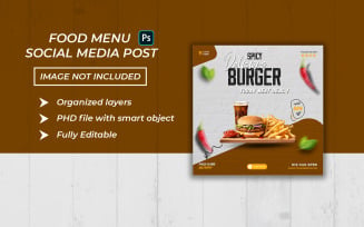 Delicious burger fast food menu social media post design template