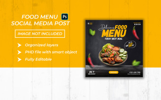 Delicious food menu social media post and banner template