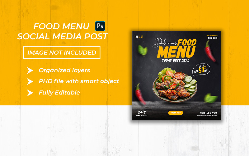 Delicious food menu social media post and banner template Social Media