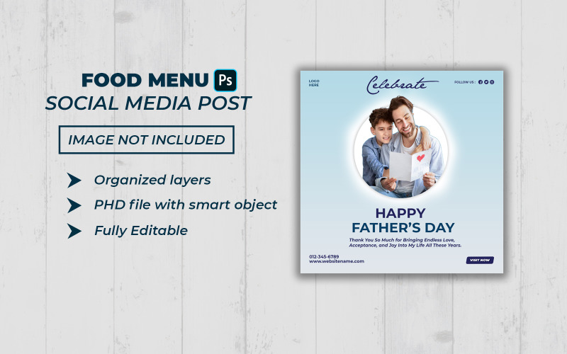 Happy Fathers day social media post and banner instagram template Social Media