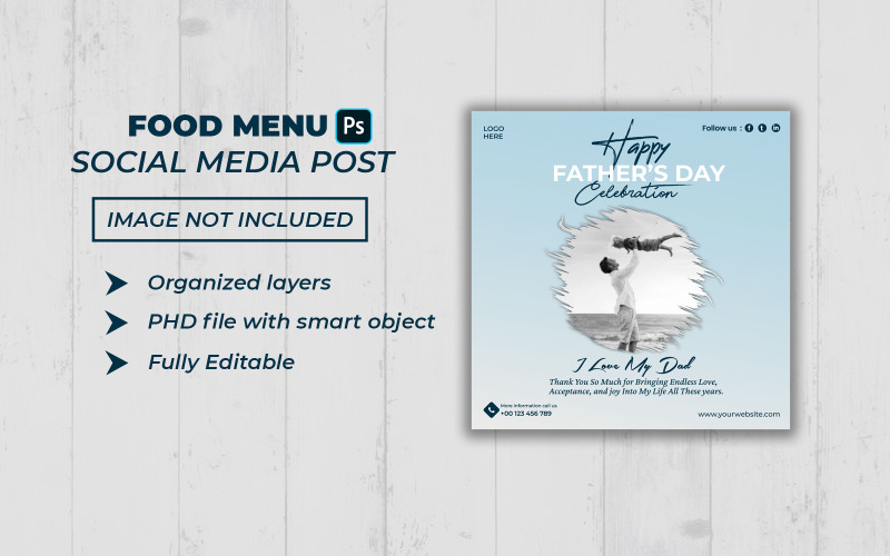 Happy Fathers day social media post and instagram template Social Media