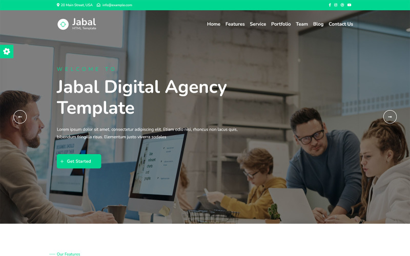 Jabal - Digital Agency One Page HTML Template Landing Page Template