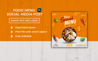 Todays special delicious food menu social media post and banner template