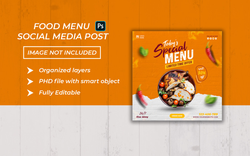 Todays special delicious food menu social media post and banner template Social Media
