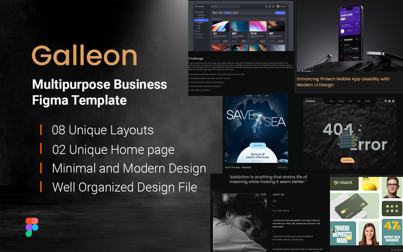 Galleon - Personal Portfolio Figma Template UI Element