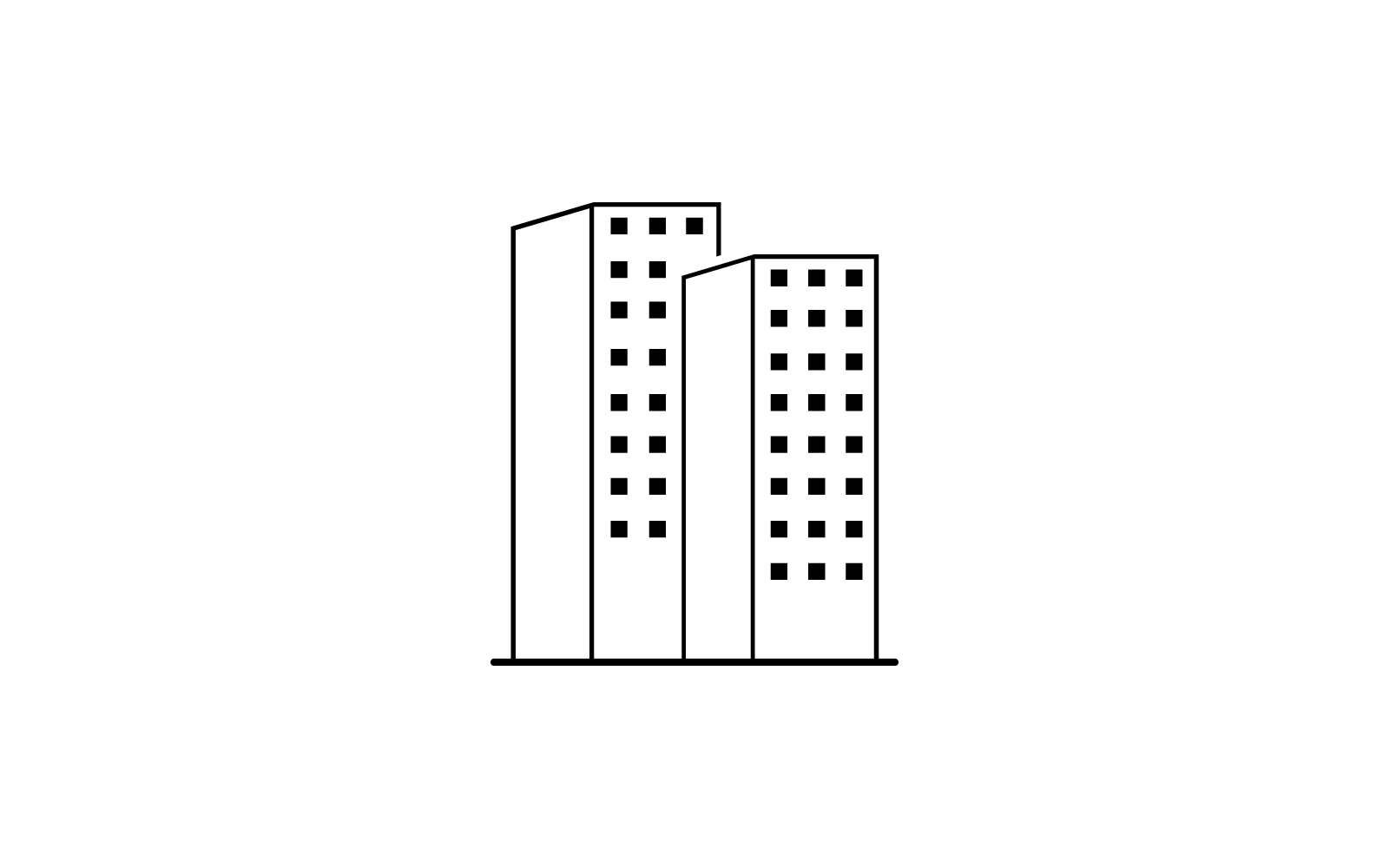 City skyline, city silhouette vector icon in flat design