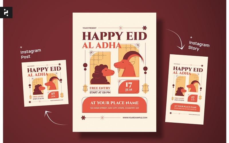 Minimal Creative Eid Al Adha Flyer Corporate Identity