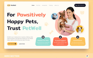 PetWell - Pet Care Hero Section Figma Template