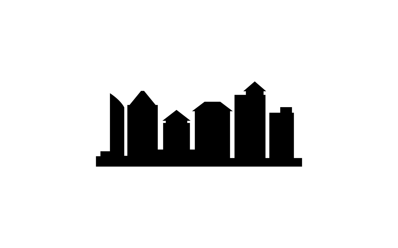 Skyline della città, design piatto dell&amp;#39;icona dell&amp;#39;illustrazione vettoriale della silhouette della città