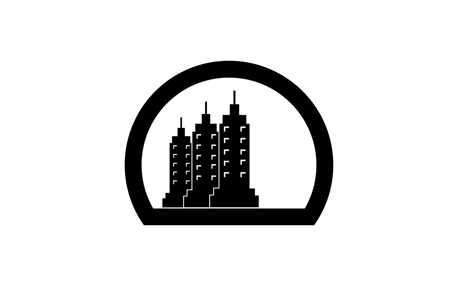 Skyline della città, modello icona illustrazione vettoriale silhouette della città