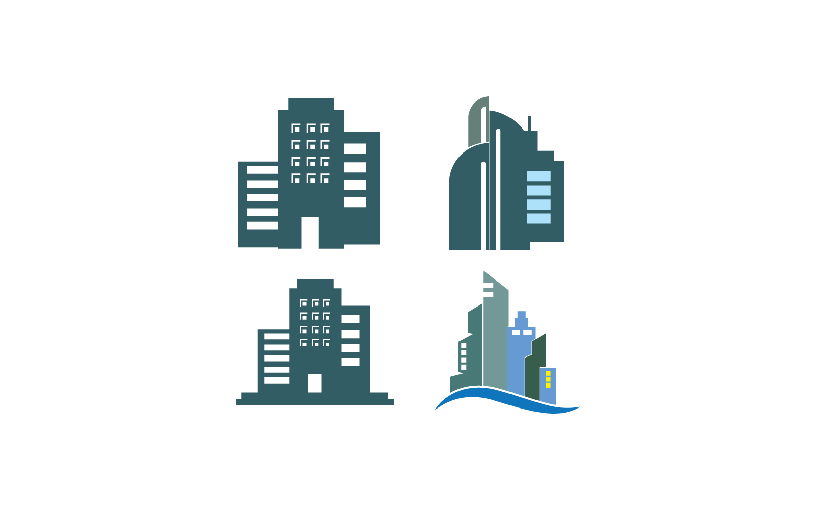 Skyline van de stad, stad silhouet ontwerp illustratie pictogrammalplaatje