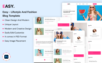 Easy - Lifestyle and Fashion Blog Web PSD Template