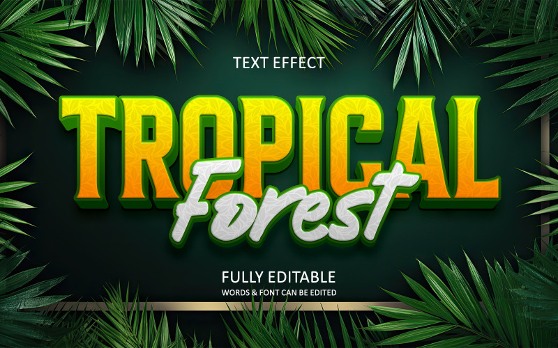 Tropical forest text effect. Illustration